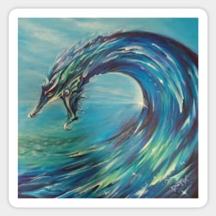 The Cresting of the Blue Dragon Wave Sticker